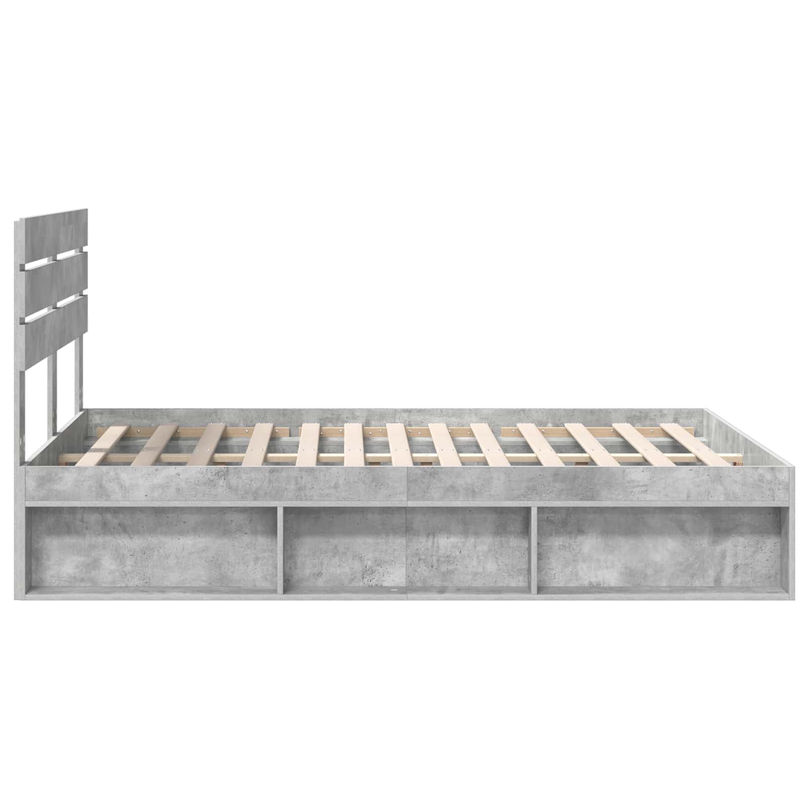 Bettrahmen mit Kopfteil Beton 160 x 200 cm Massives Kiefernholz