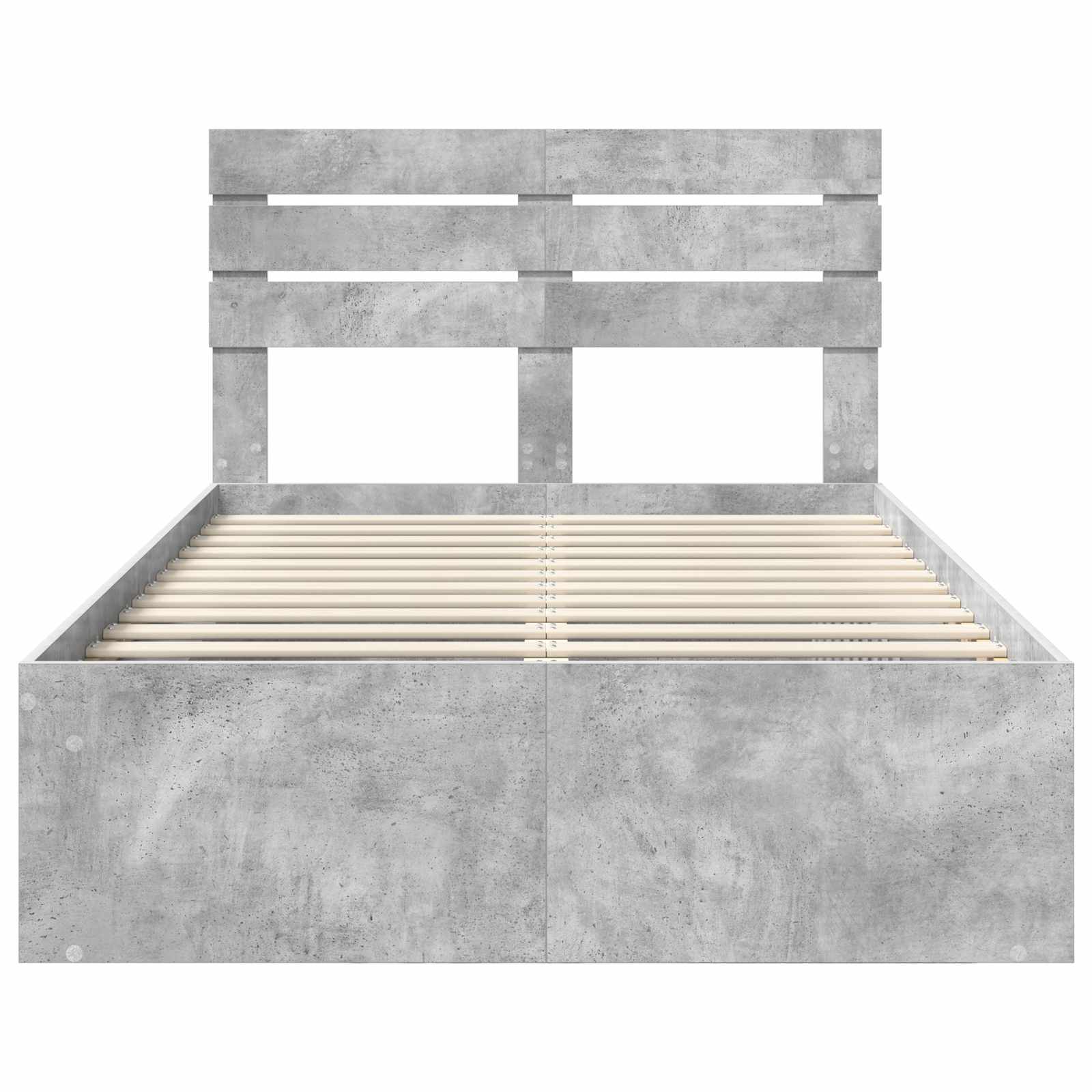 Bettrahmen mit Kopfteil Beton 120 x 190 cm Massives Kiefernholz