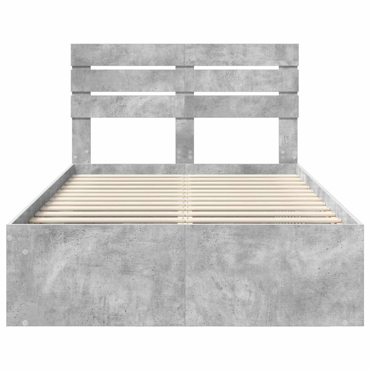 Bettrahmen Betongrau 120 x 190 cm Massives Kiefernholz