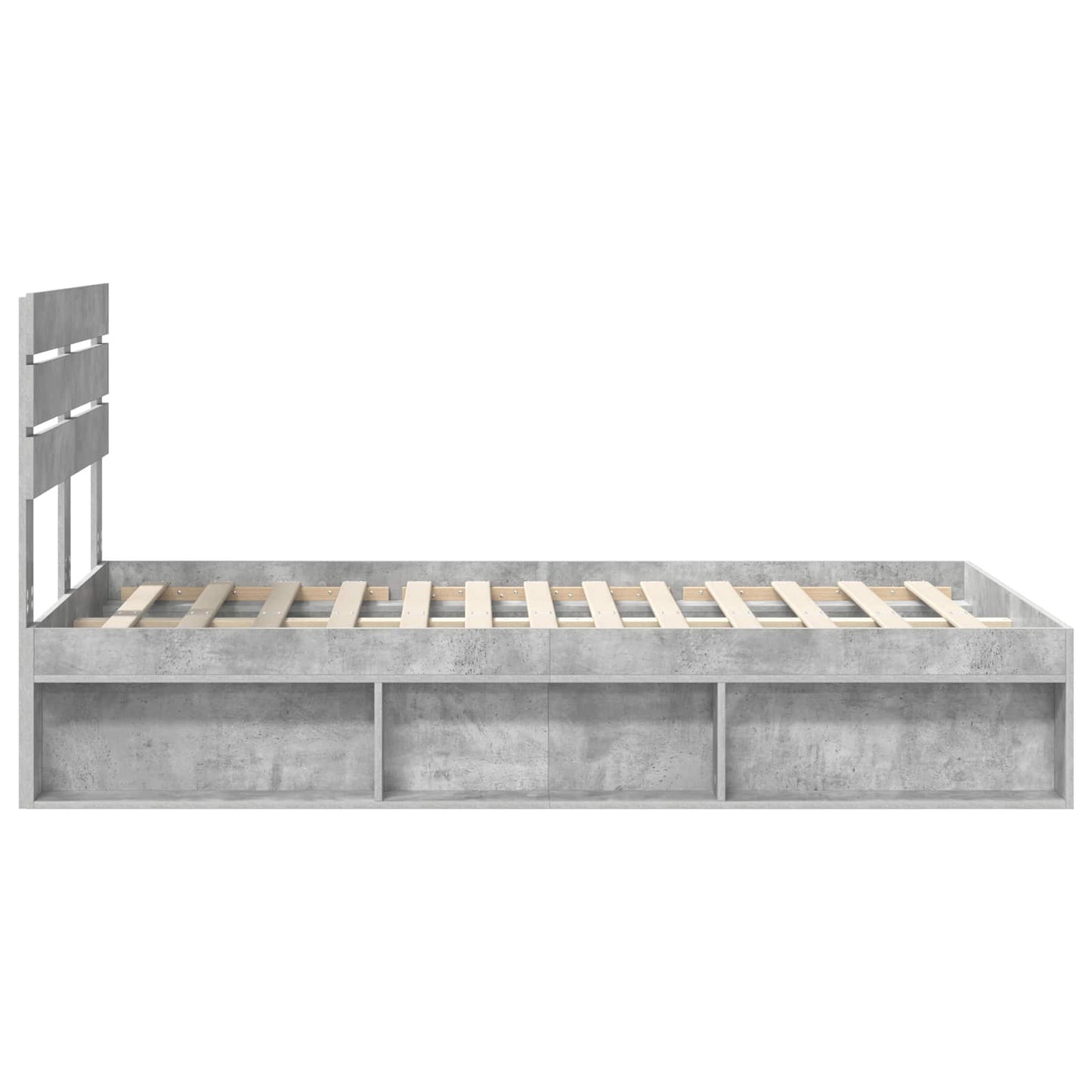 Bettrahmen mit Kopfteil Beton 120 x 190 cm Massives Kiefernholz