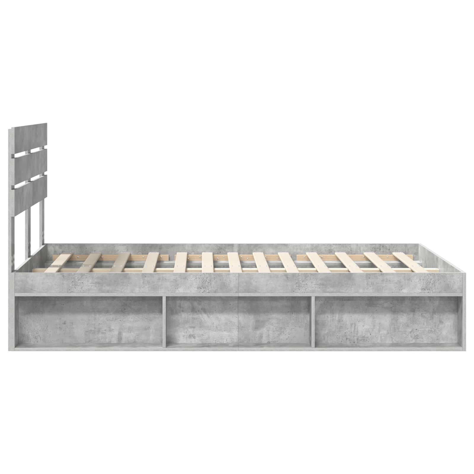 Bettrahmen mit Kopfteil Beton 120 x 190 cm Massives Kiefernholz