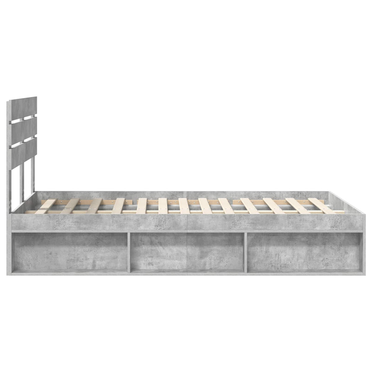 Bettrahmen Betongrau 120 x 190 cm Massives Kiefernholz