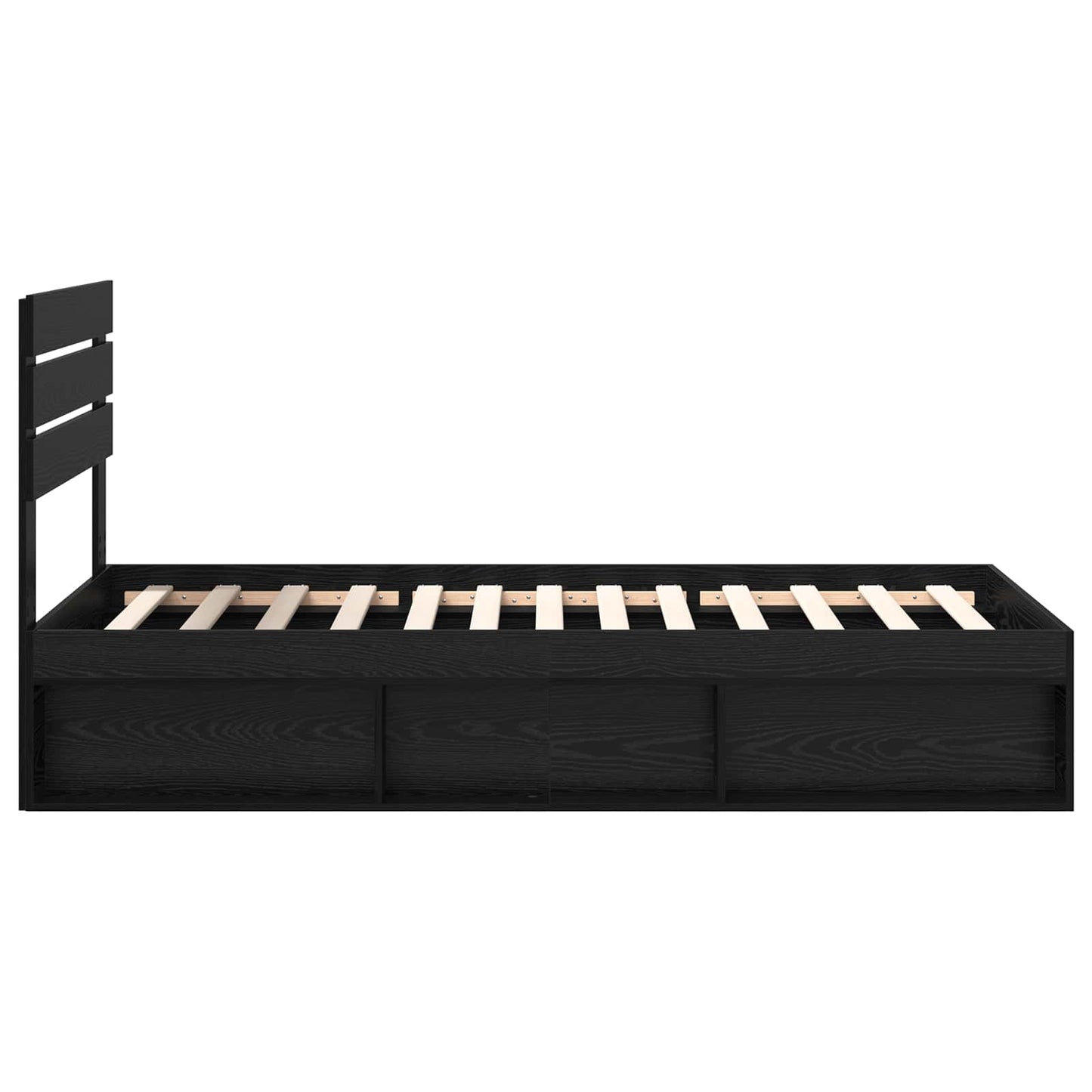 Bettrahmen Schwarz 100 x 200 cm Massives Kiefernholz