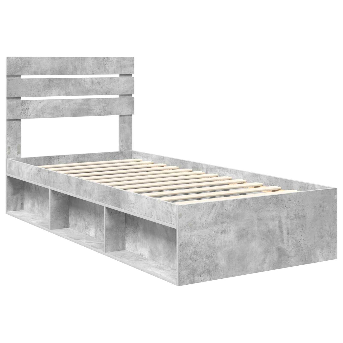 Bettrahmen Beton Grau 100 x 200 cm Massives Kiefernholz