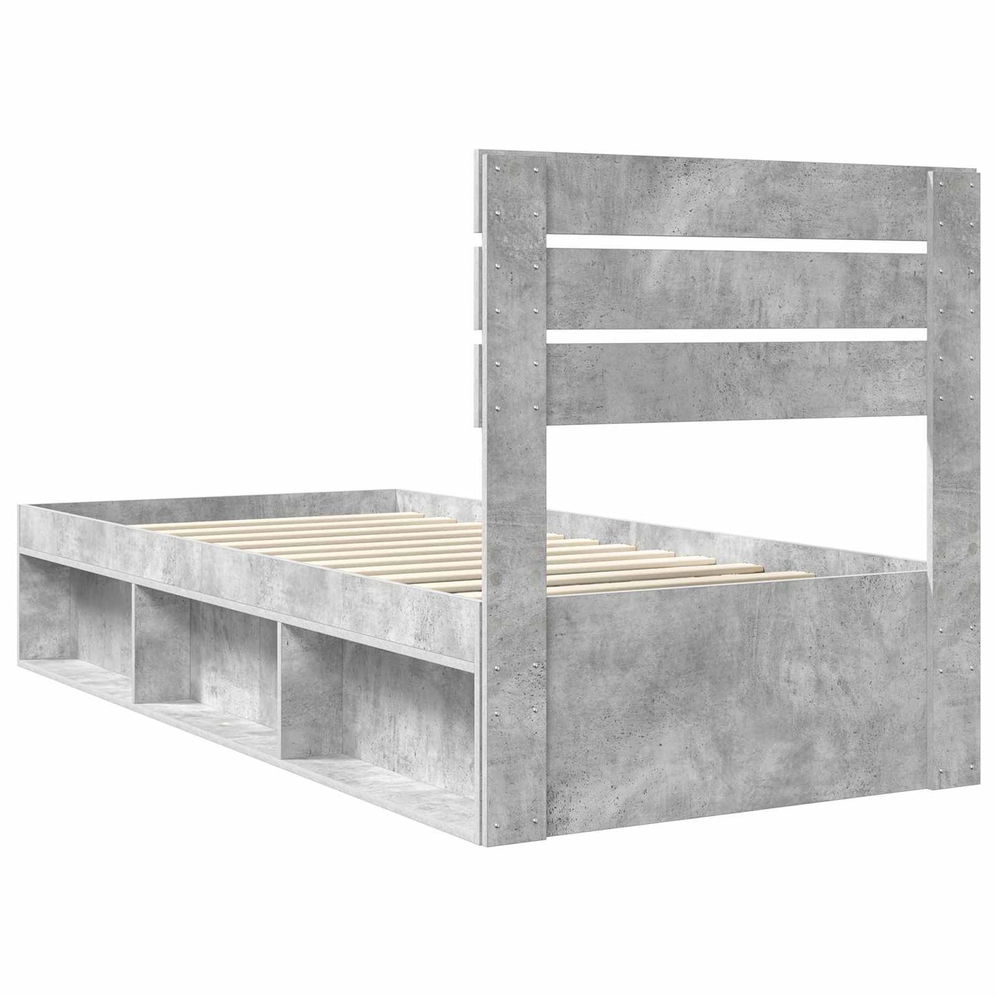 Bettrahmen Beton Grau 100 x 200 cm Massives Kiefernholz