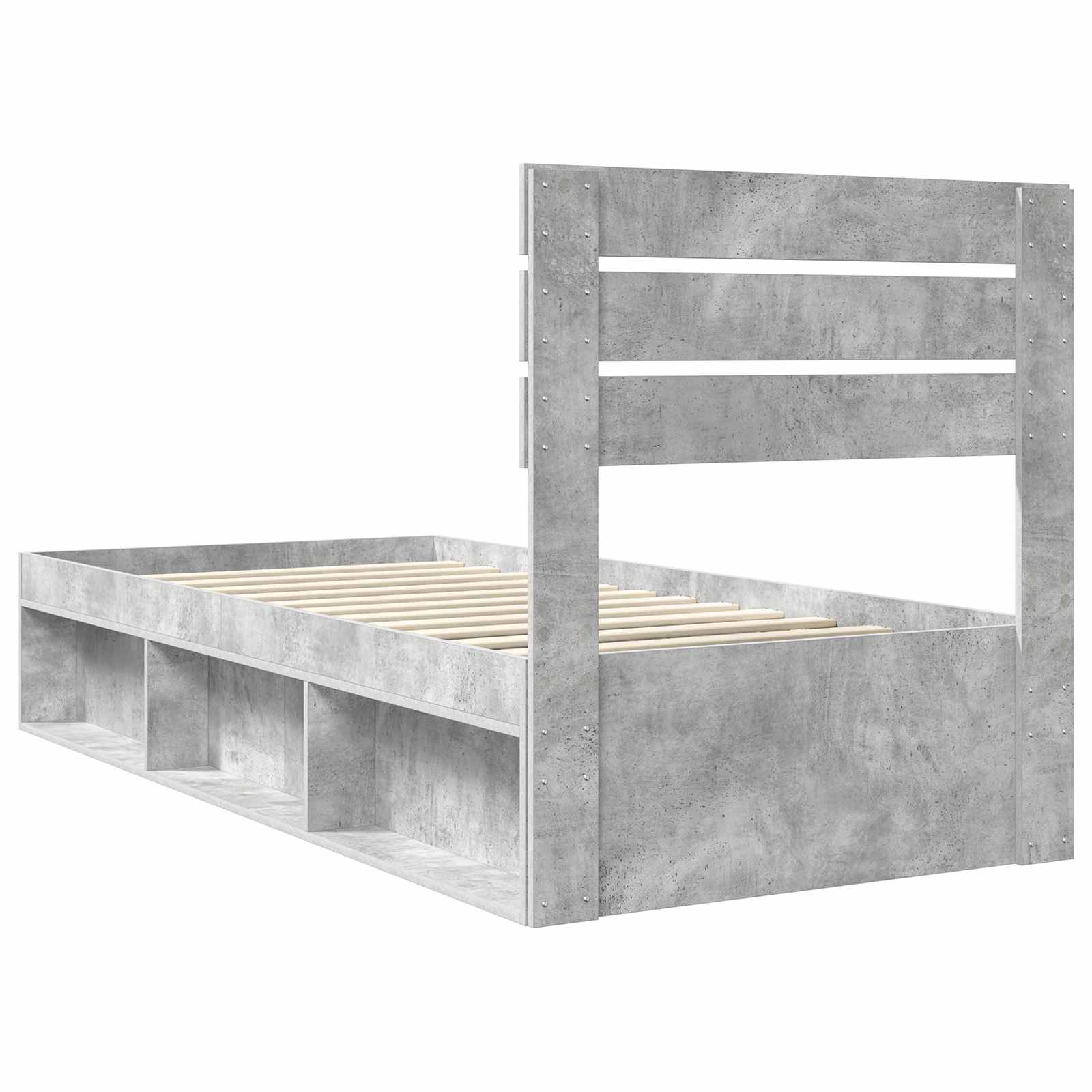 Bettrahmen Beton Grau 100 x 200 cm Massives Kiefernholz