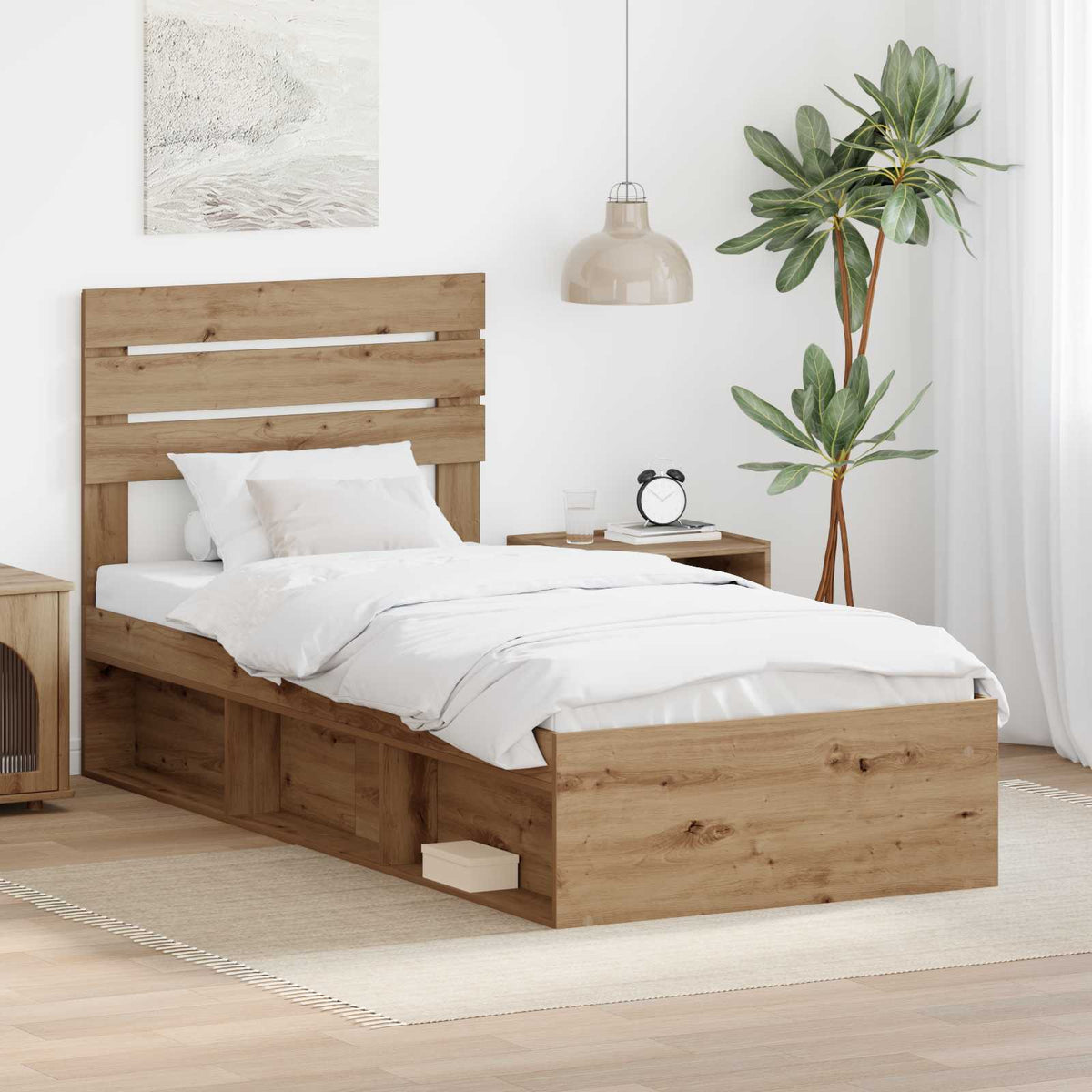 Bettrahmen Artisan-Eiche 100 x 200 cm Massives Kiefernholz