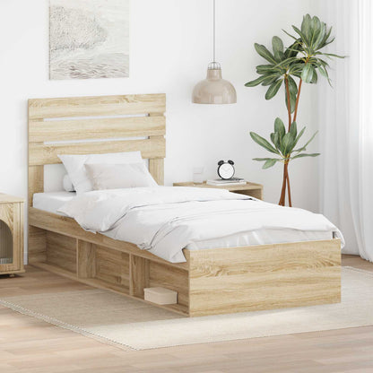 Bettrahmen Sonoma-Eiche 75 x 190 cm Massives Kiefernholz