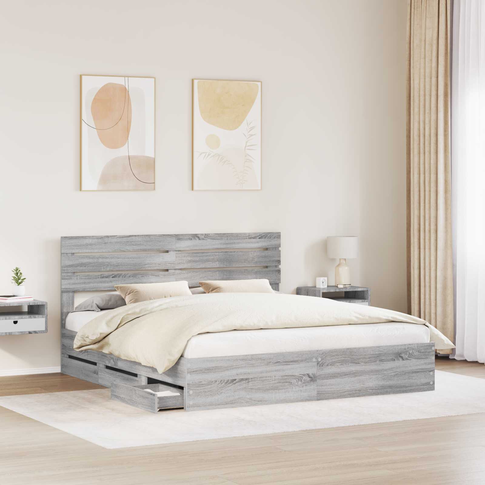 Bettrahmen Graues Sonoma 180 x 200 cm Ingenieurs Holz