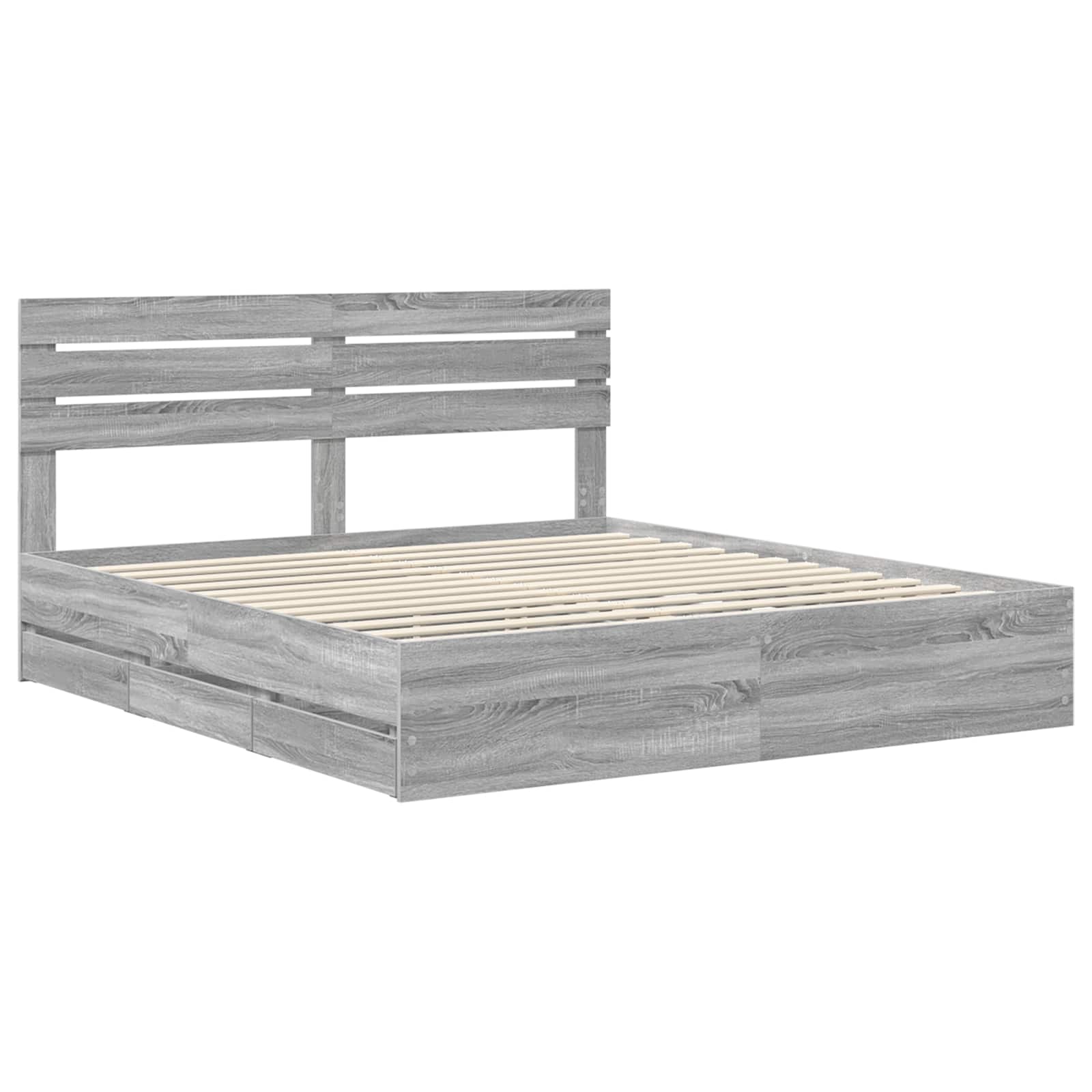Bettrahmen Graues Sonoma 180 x 200 cm Ingenieurs Holz