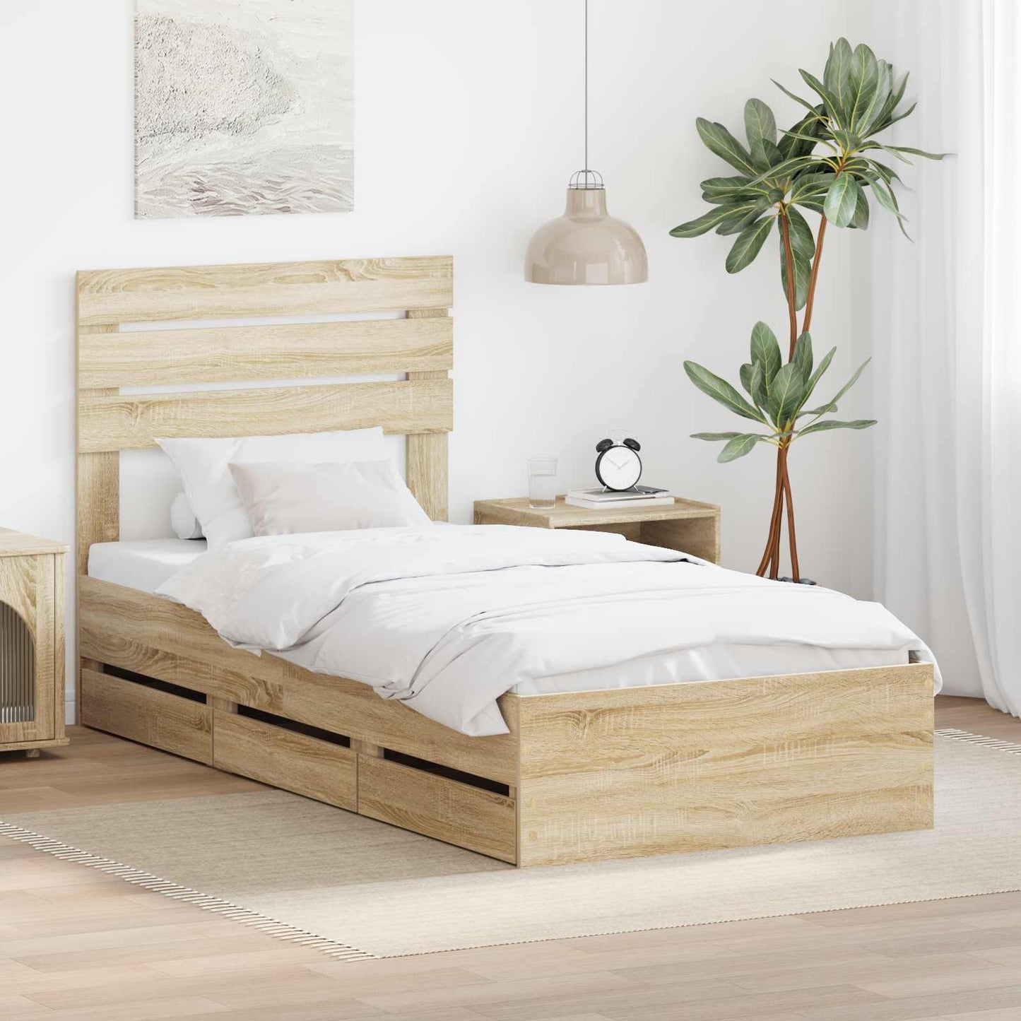 Bettrahmen Sonoma-Eiche 100 x 200 cm Ingenieurs Holz