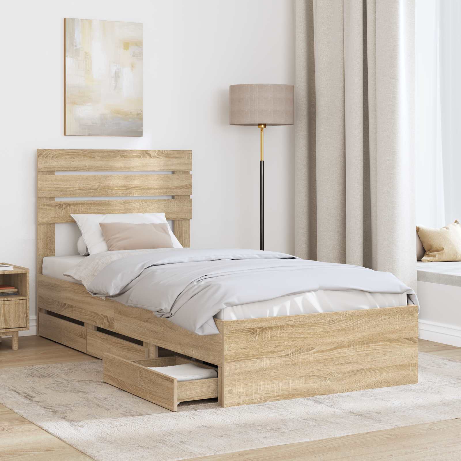 Bettrahmen Sonoma-Eiche 100 x 200 cm Ingenieurs Holz