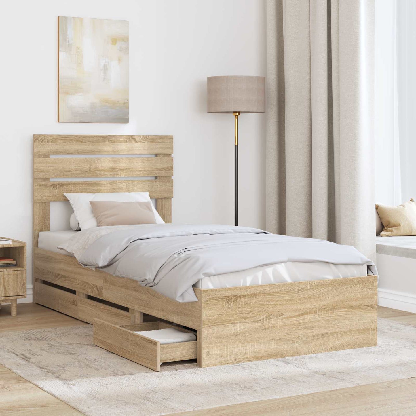 Bettrahmen Sonoma-Eiche 100 x 200 cm Ingenieurs Holz