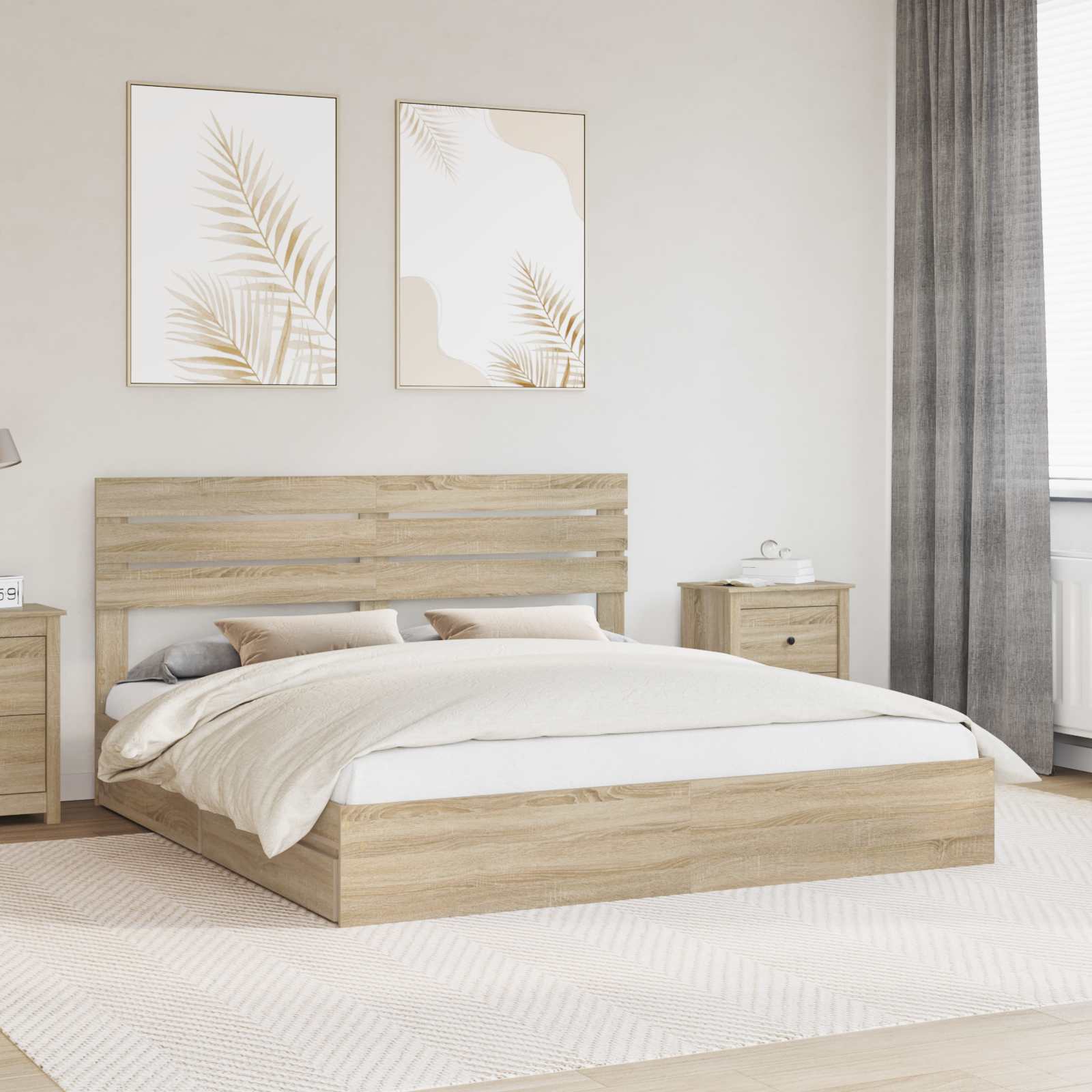 Aufbewahrungsbett Sonoma-Eiche 180 x 200 cm Holzwerkstoff