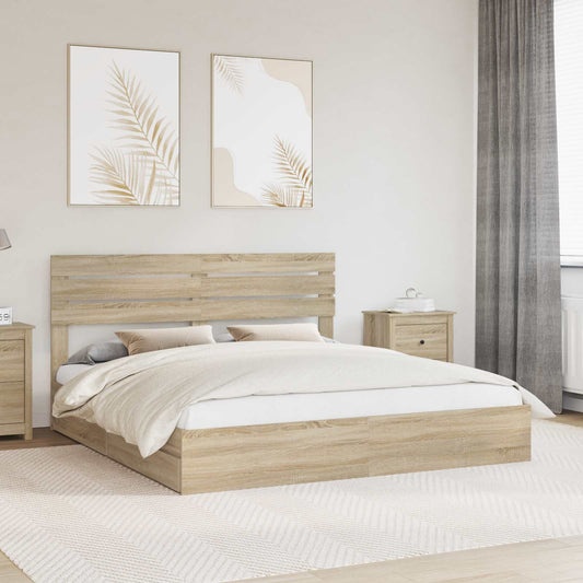 Aufbewahrungsbett Sonoma-Eiche 180 x 200 cm Holzwerkstoff