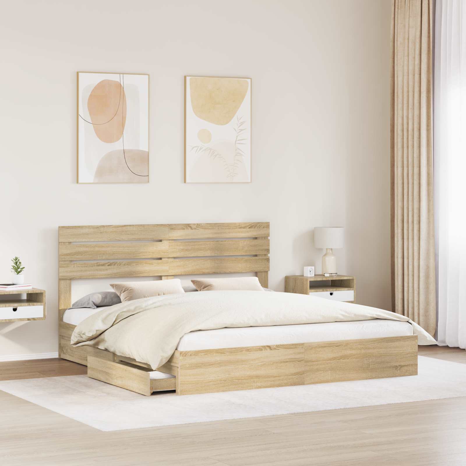 Aufbewahrungsbett Sonoma-Eiche 180 x 200 cm Holzwerkstoff