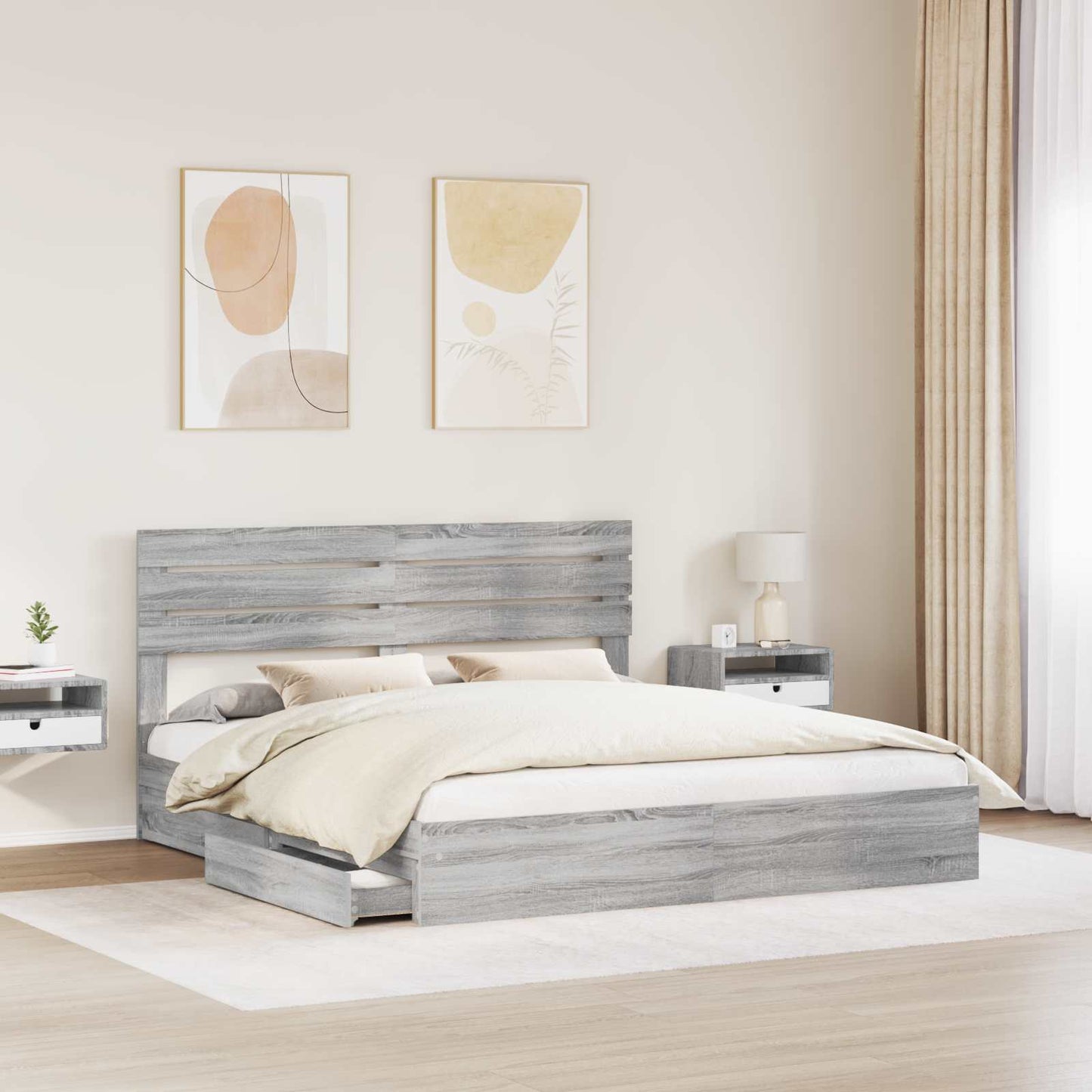 Aufbewahrungsbett Graues Sonoma 180 x 200 cm Holzwerkstoff