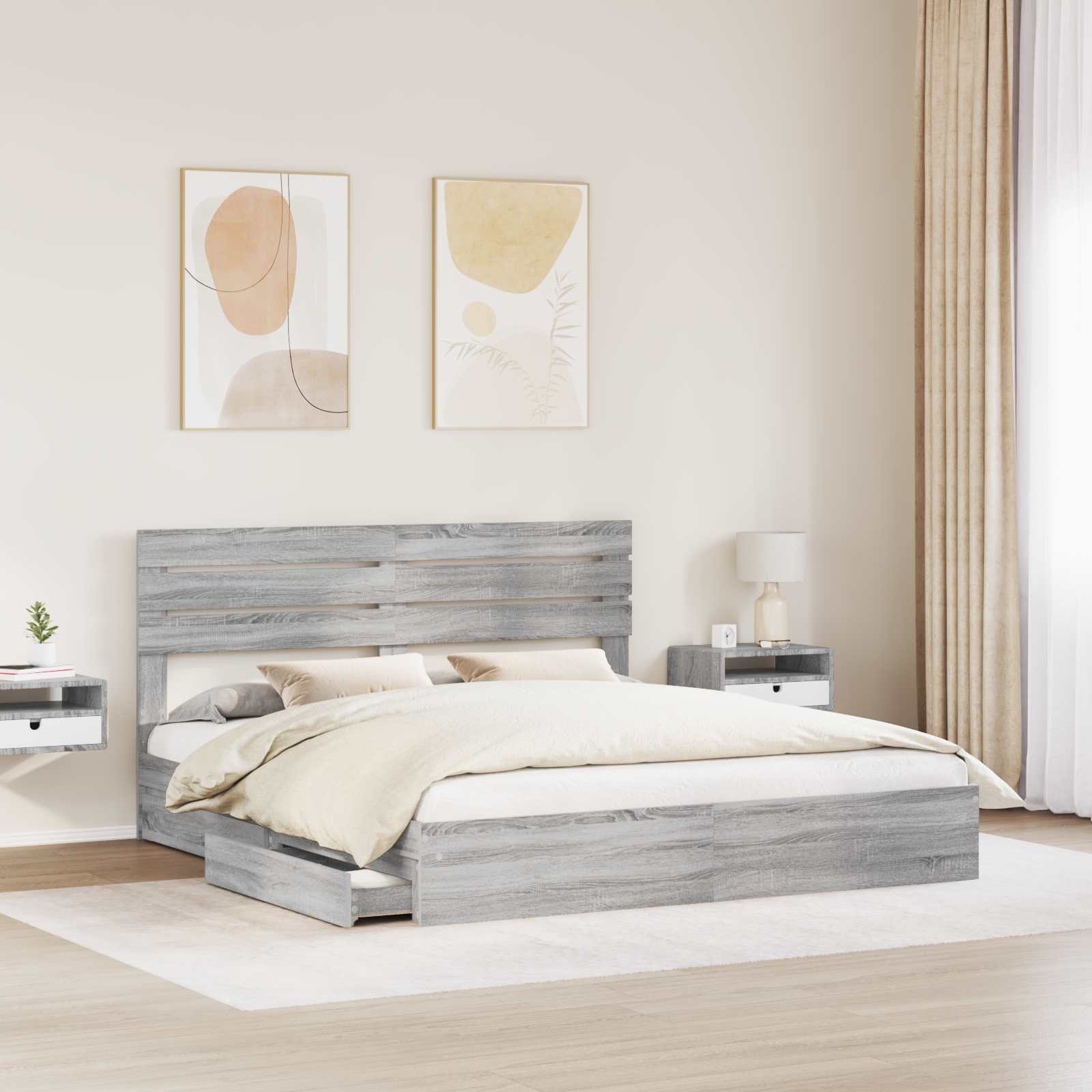 Aufbewahrungsbett Graues Sonoma 180 x 200 cm Holzwerkstoff