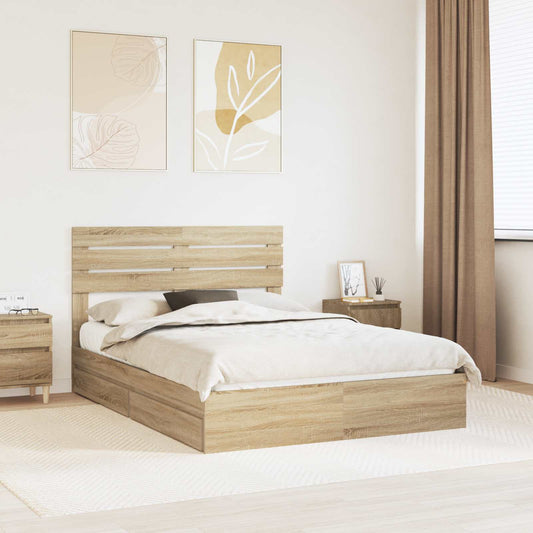Aufbewahrungsbett Sonoma-Eiche 160 x 200 cm Holzwerkstoff