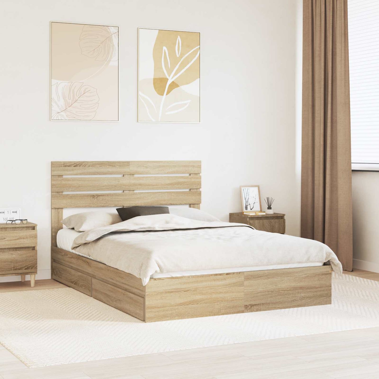 Aufbewahrungsbett Sonoma-Eiche 160 x 200 cm Holzwerkstoff