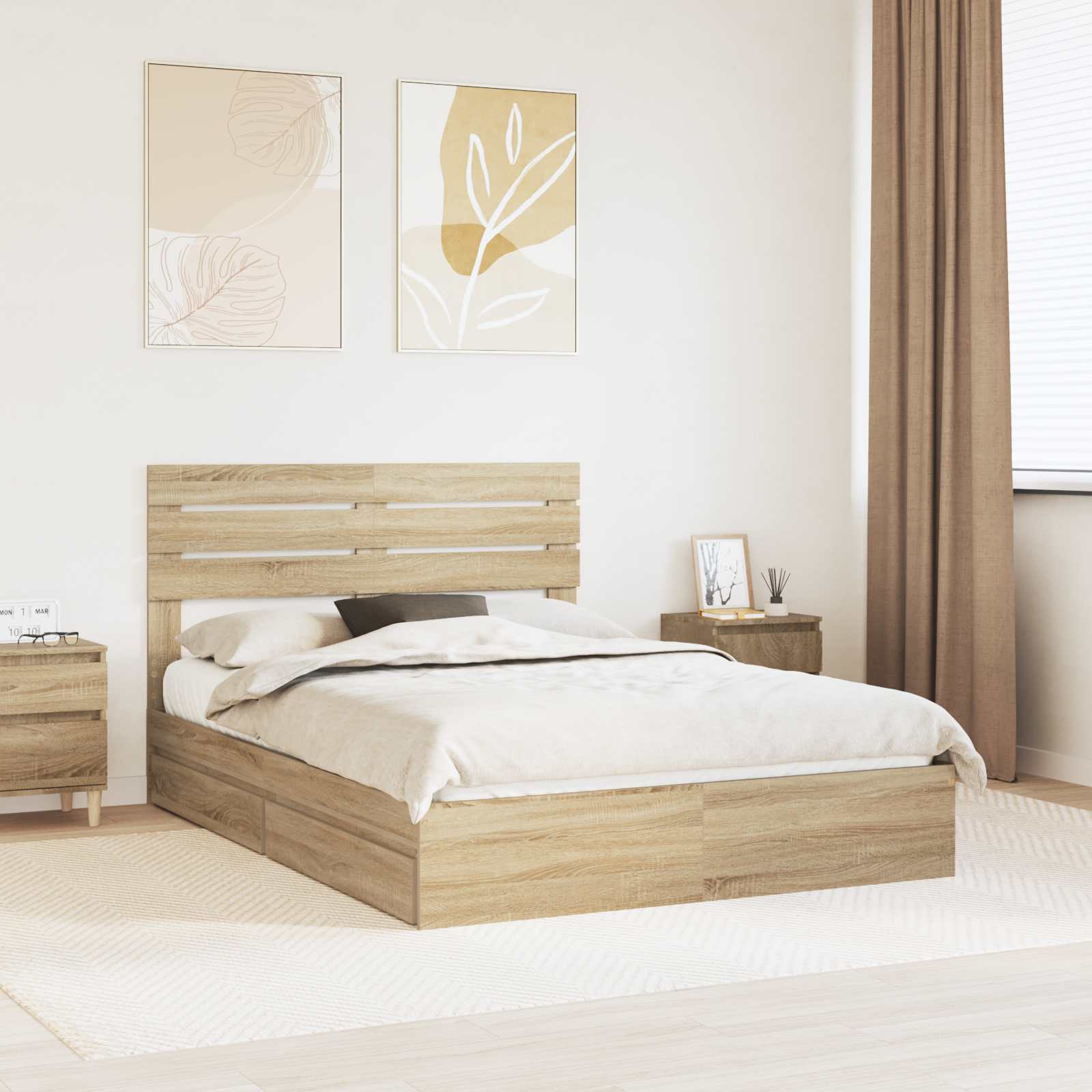 Aufbewahrungsbett Sonoma-Eiche 160 x 200 cm Holzwerkstoff