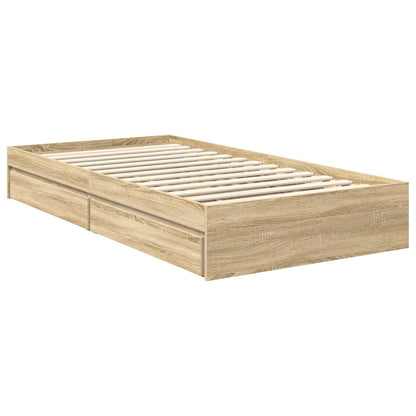 Aufbewahrungsbett Sonoma-Eiche 90 x 200 cm Holzwerkstoff