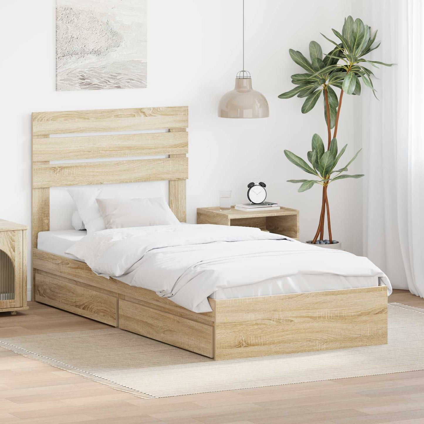 Aufbewahrungsbett Sonoma-Eiche 75 x 190 cm Holzwerkstoff