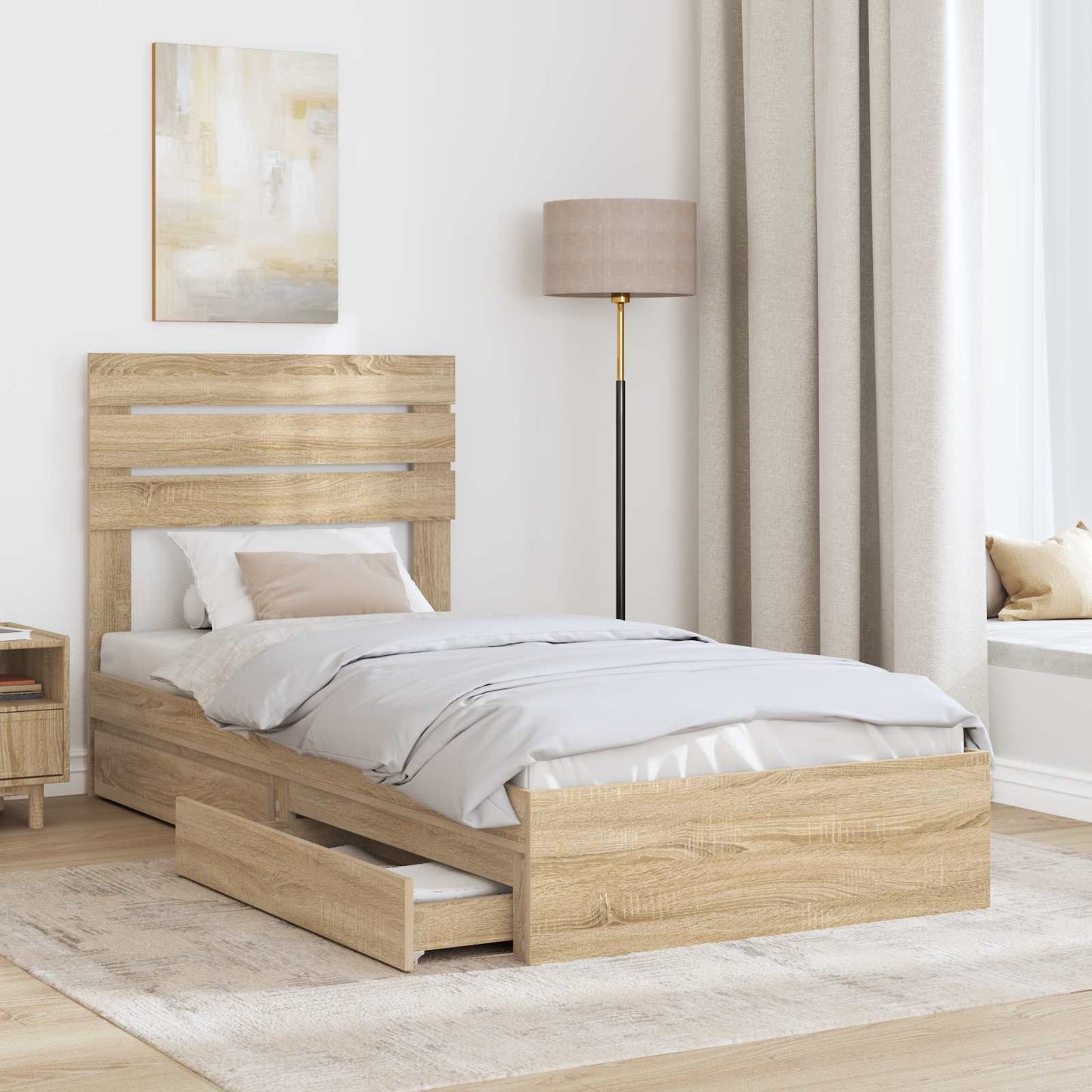 Aufbewahrungsbett Sonoma-Eiche 75 x 190 cm Holzwerkstoff