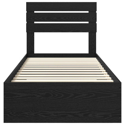 Bettrahmen Schwarz Eichen-Optik 90 x 200 cm Holzwerkstoff