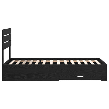Bettrahmen Schwarz Eichen-Optik 90 x 200 cm Holzwerkstoff