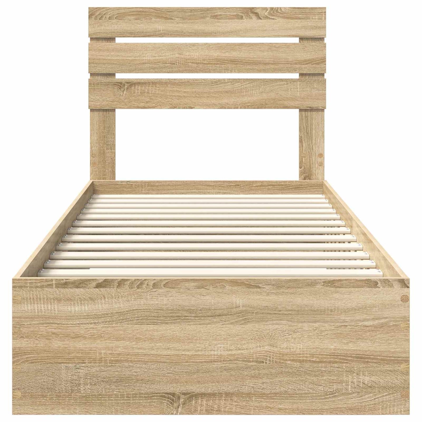 Bettrahmen Sonoma Eiche und Silber 75 x 190 cm Holzwerkstoff