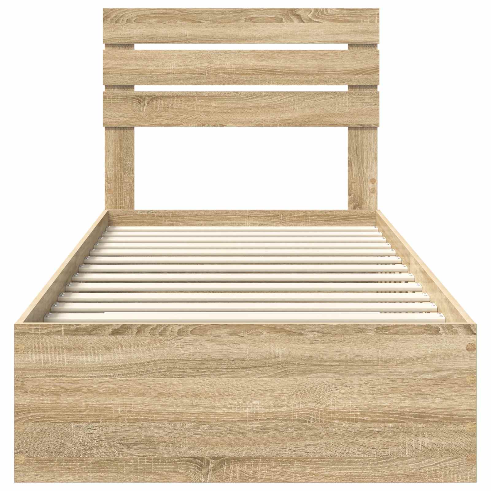 Bettrahmen Sonoma Eiche und Silber 75 x 190 cm Holzwerkstoff
