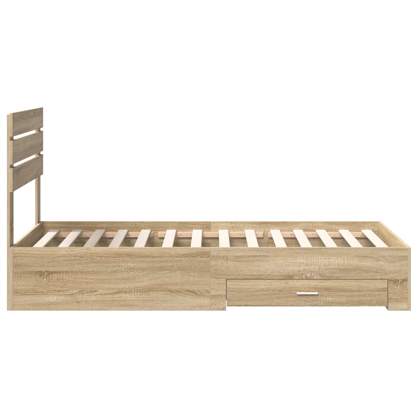 Bettrahmen Sonoma Eiche und Silber 75 x 190 cm Holzwerkstoff