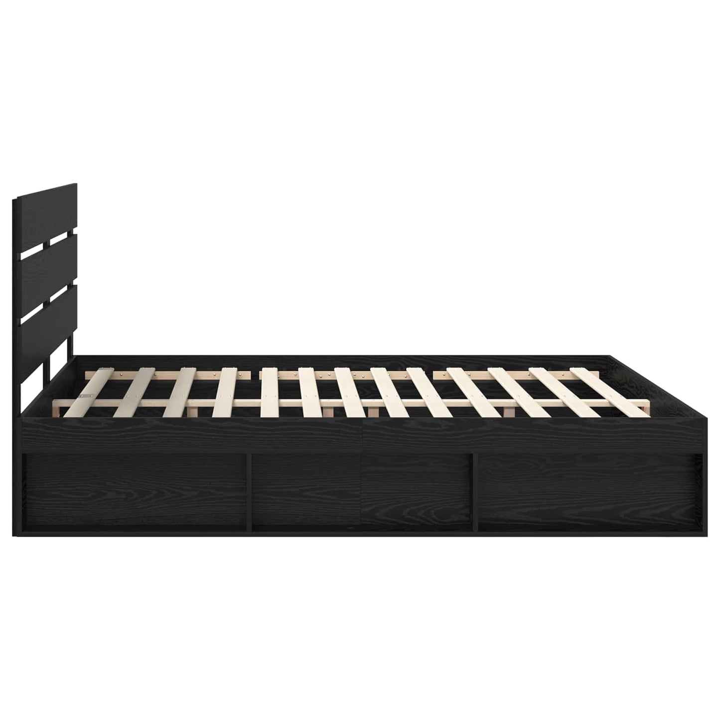 Bettrahmen Schwarz 200 x 200 cm Massives Kiefernholz