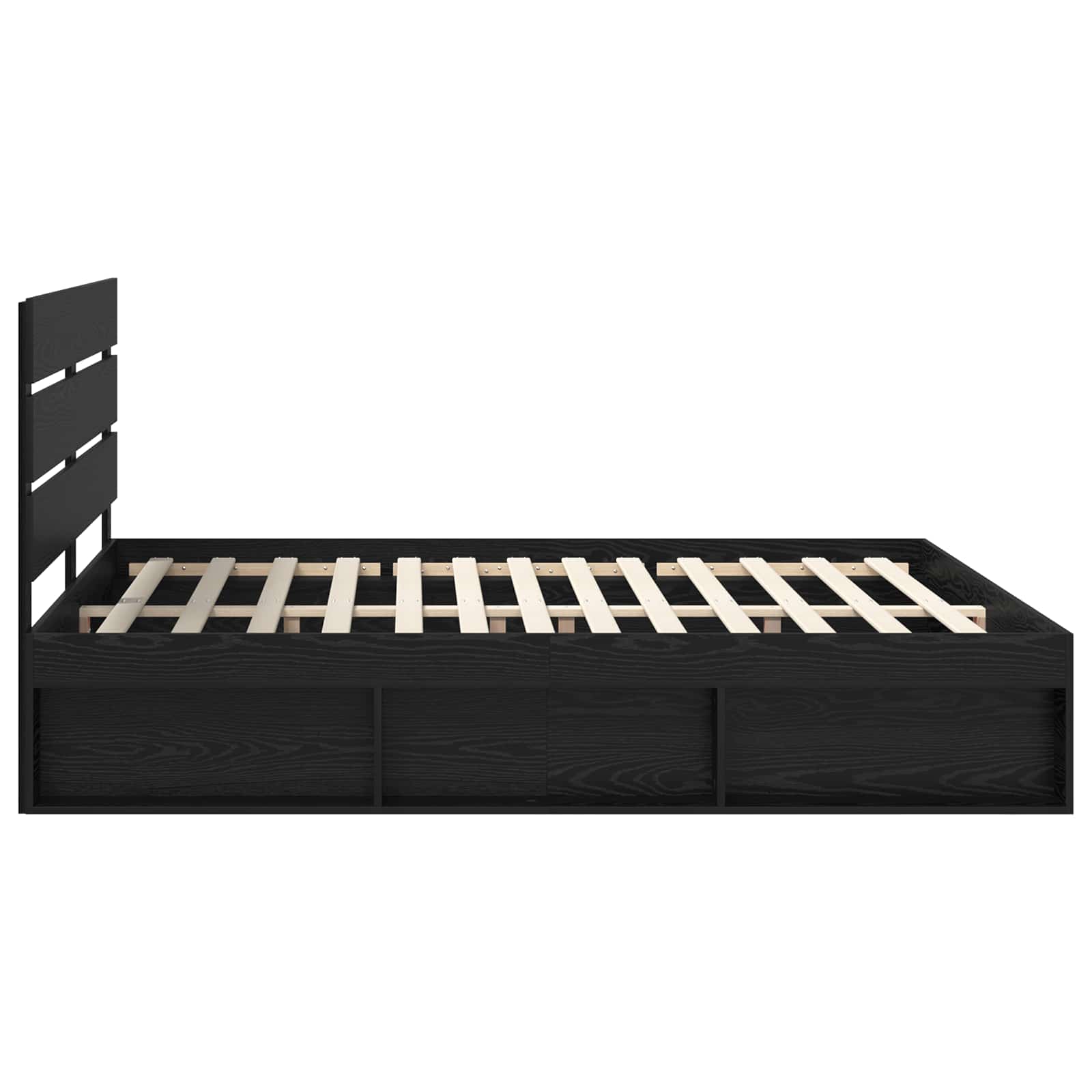 Bettrahmen Schwarz 200 x 200 cm Massives Kiefernholz