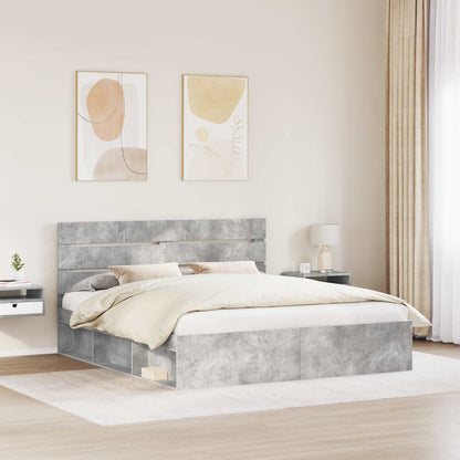 Bettrahmen mit Kopfteil Beton 180 x 200 cm Massives Kiefernholz