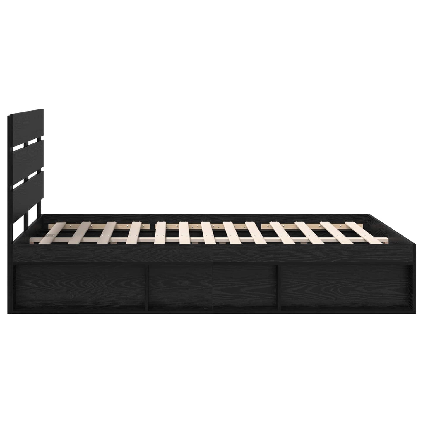 Bettrahmen Schwarz 150 x 200 cm Massives Kiefernholz