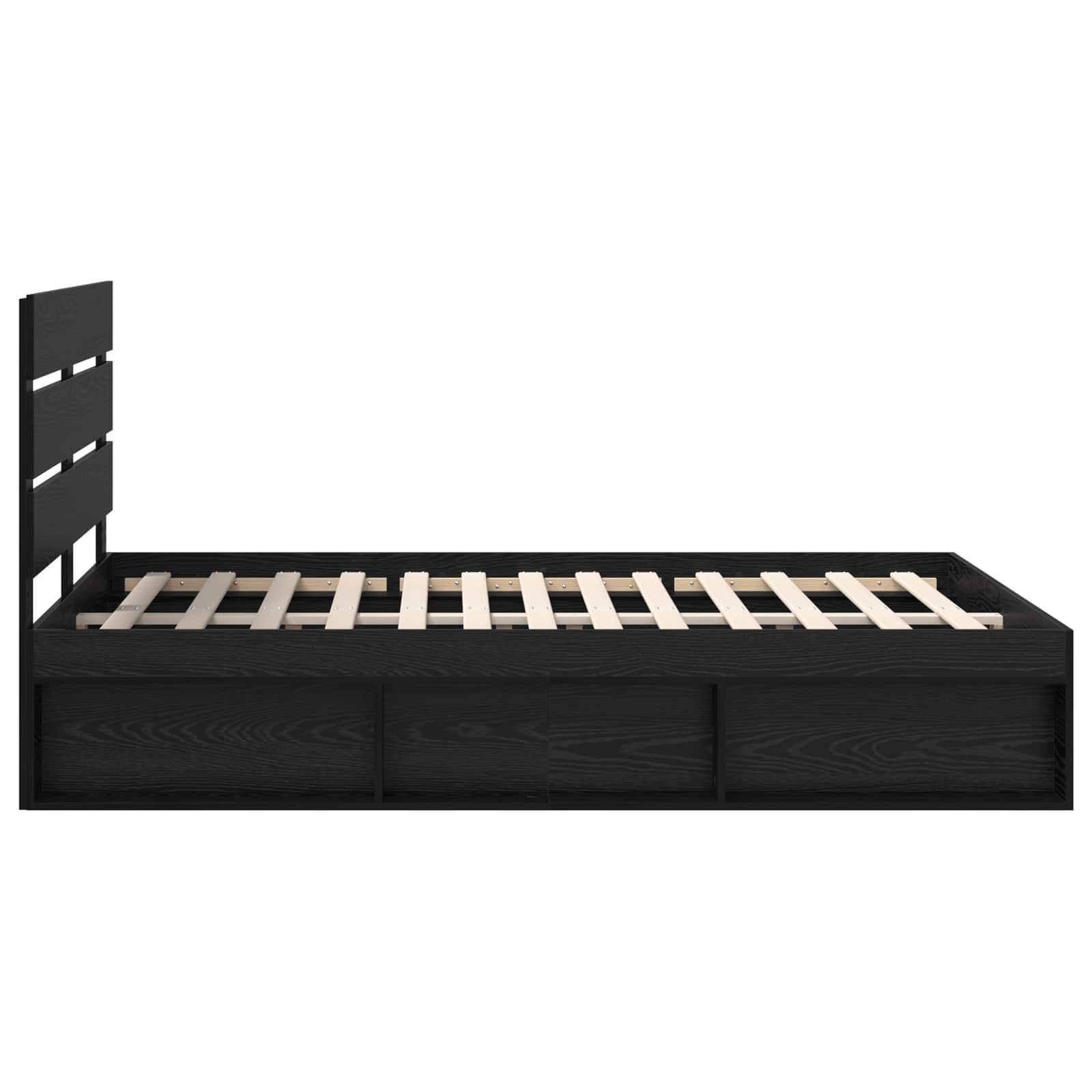 Bettrahmen Schwarz 150 x 200 cm Massives Kiefernholz