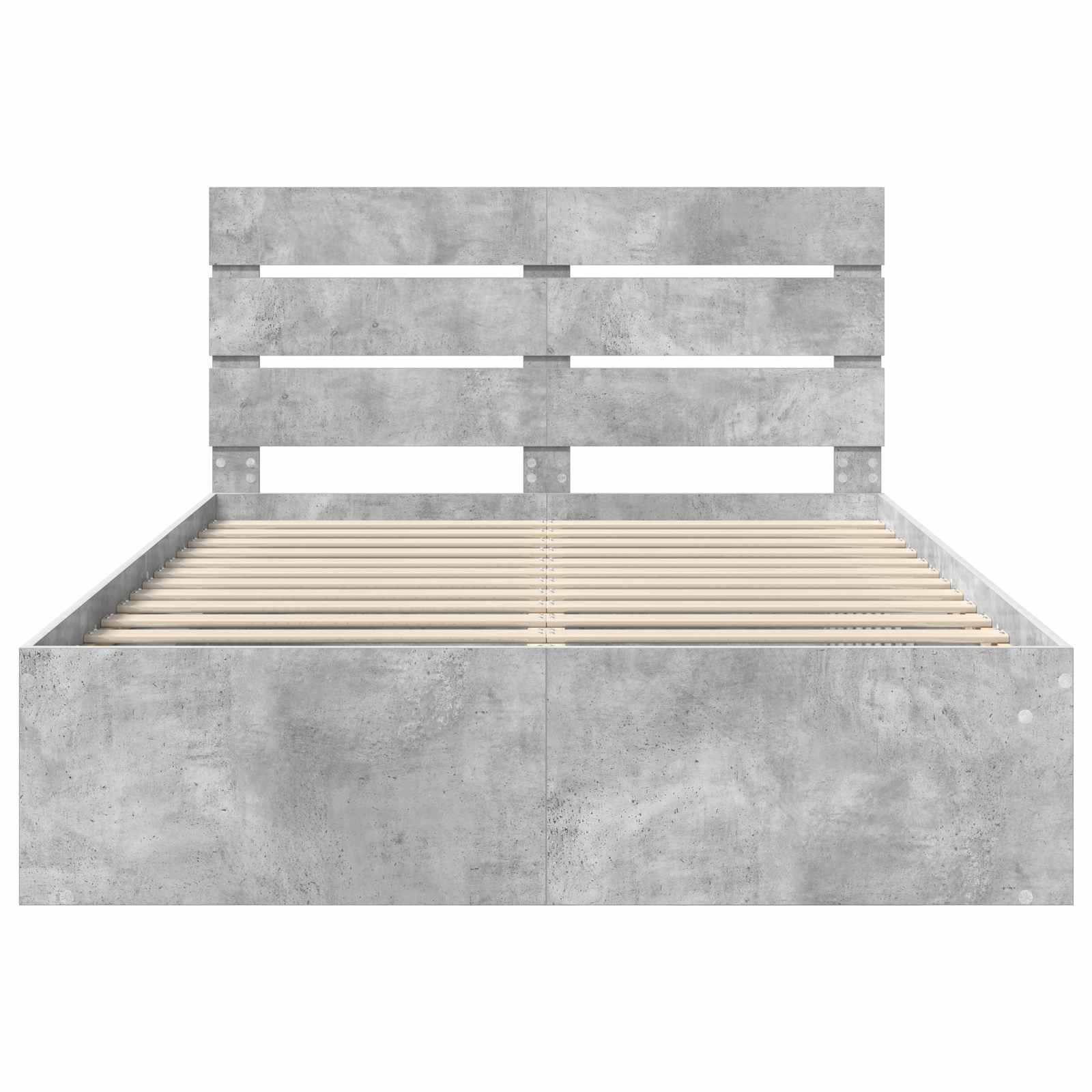 Bettrahmen mit Kopfteil Beton 140 x 200 cm Massives Kiefernholz