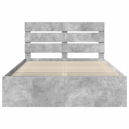 Bettrahmen mit Kopfteil Beton 140 x 200 cm Massives Kiefernholz