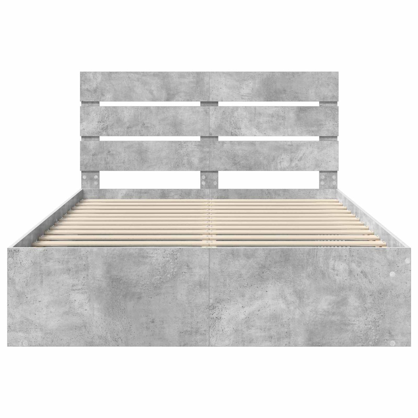 Bettrahmen mit Kopfteil Beton 140 x 190 cm Massives Kiefernholz