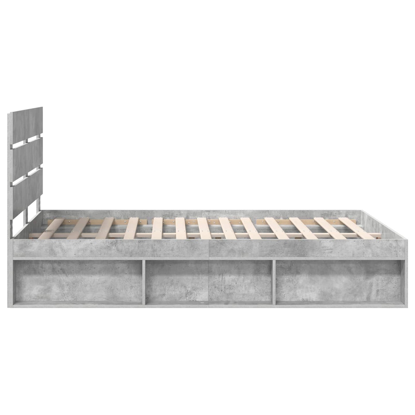 Bettrahmen mit Kopfteil Beton 140 x 190 cm Massives Kiefernholz