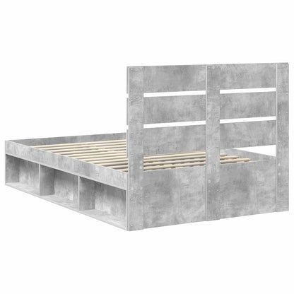 Bettrahmen mit Kopfteil Beton 120 x 200 cm Massives Kiefernholz