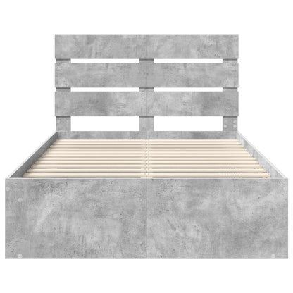 Bettrahmen mit Kopfteil Beton 120 x 200 cm Massives Kiefernholz