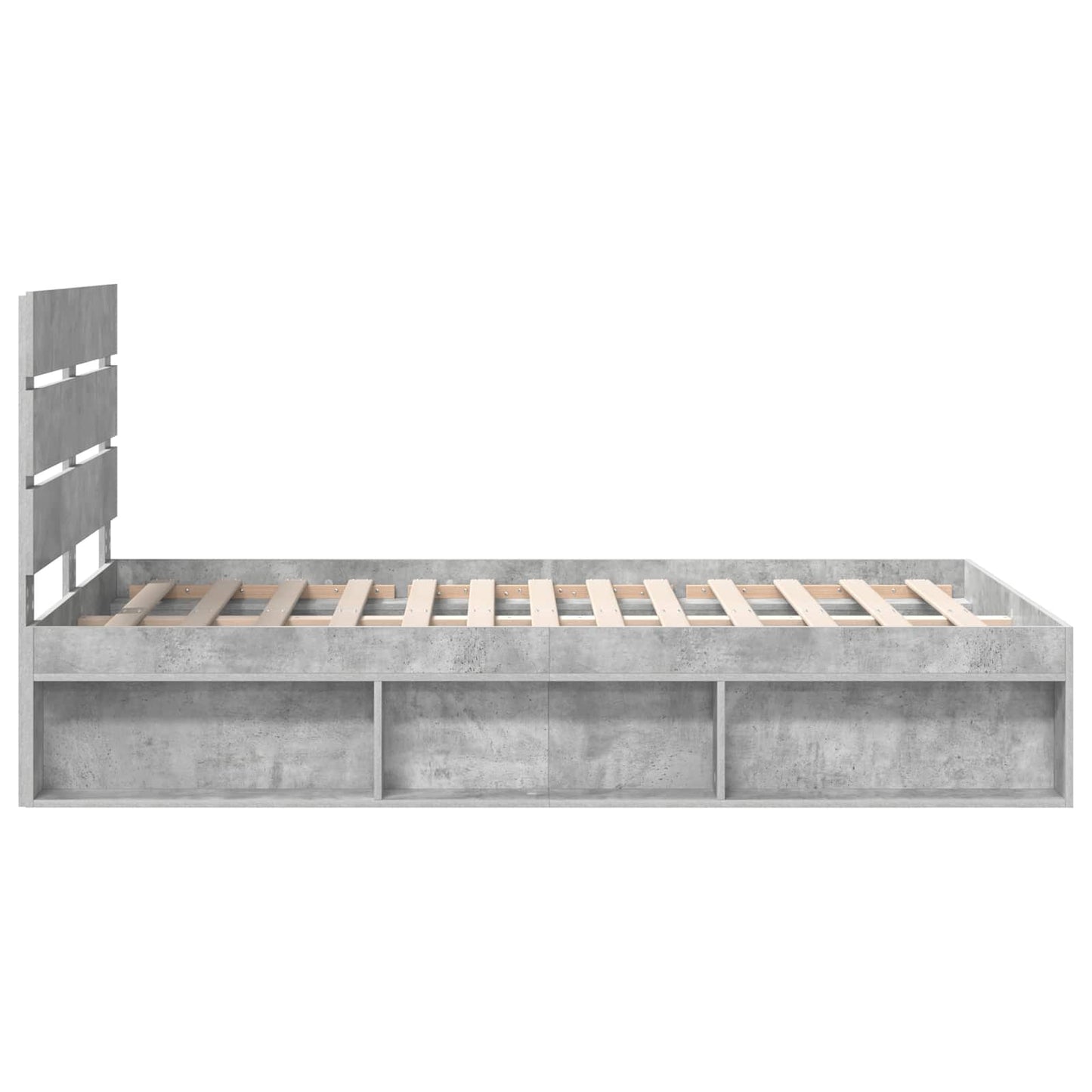 Bettrahmen mit Kopfteil Beton 120 x 200 cm Massives Kiefernholz