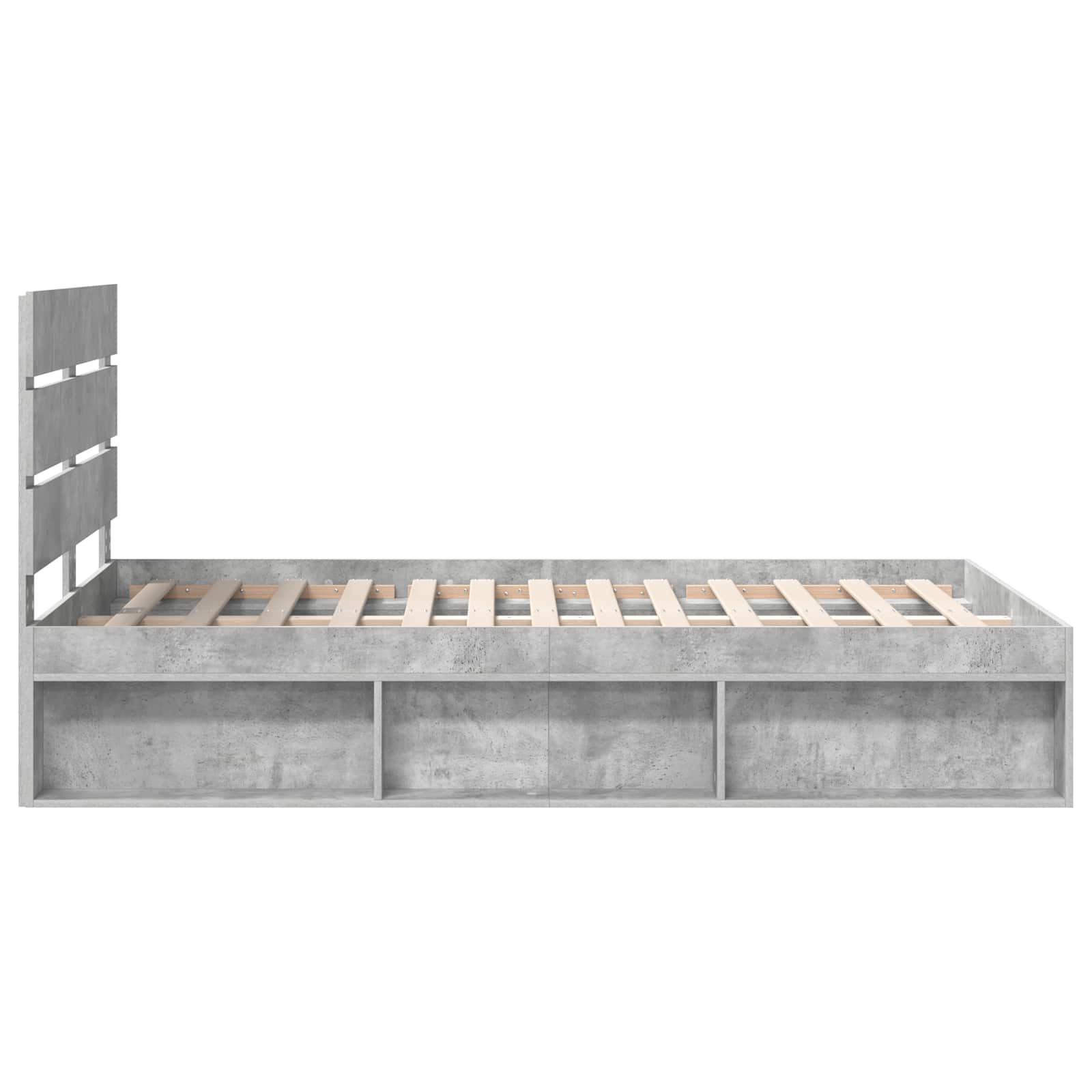 Bettrahmen mit Kopfteil Beton 120 x 200 cm Massives Kiefernholz