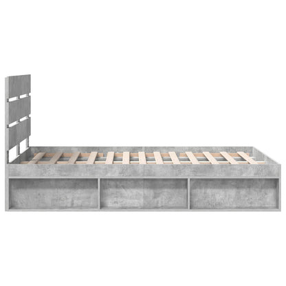 Bettrahmen mit Kopfteil Beton 120 x 200 cm Massives Kiefernholz