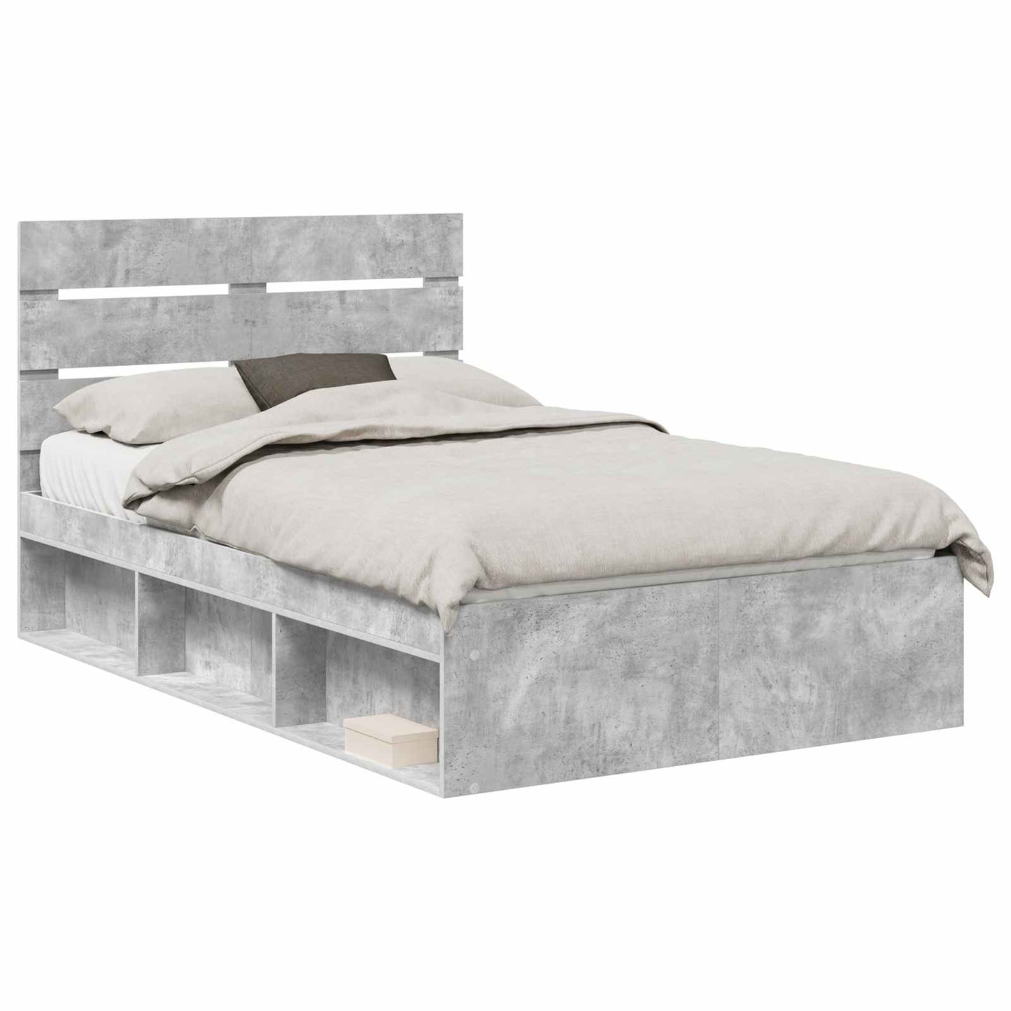 Bettrahmen mit Kopfteil Beton 120 x 190 cm Massives Kiefernholz