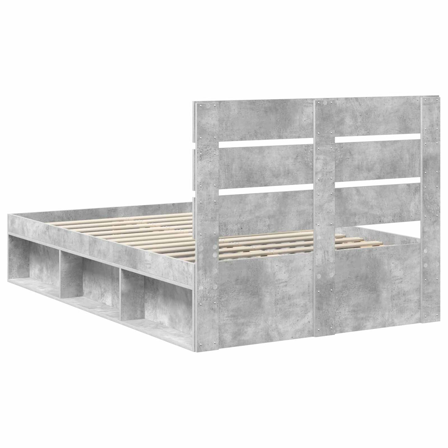 Bettrahmen mit Kopfteil Beton 120 x 190 cm Massives Kiefernholz