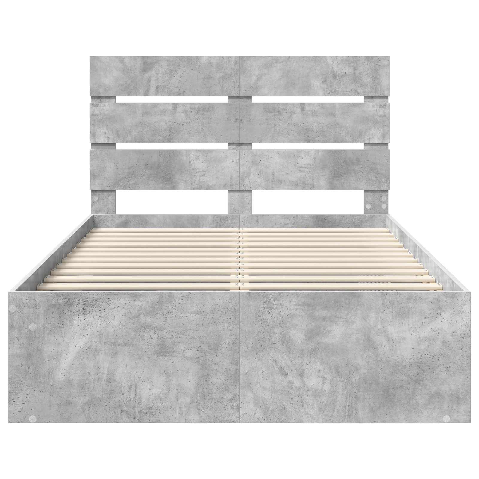 Bettrahmen mit Kopfteil Beton 120 x 190 cm Massives Kiefernholz